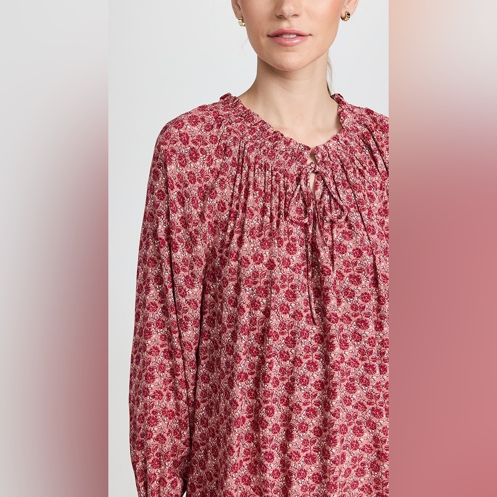 Faherty Emery Floral Print Granita Blouse Top Size Large Cottagecore - Picture 9 of 11